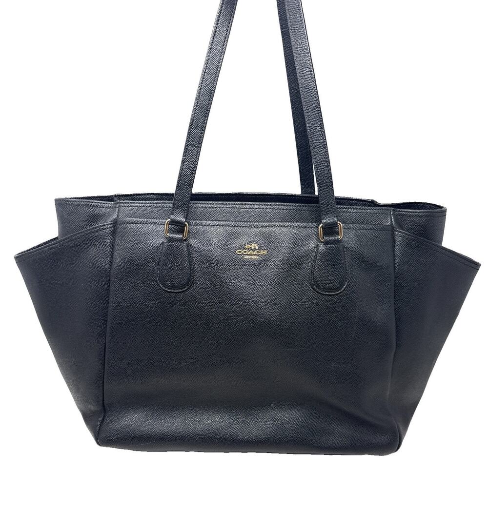 Authentic Coach Black Leather Diaper Bag /Multi Purpose Tote #F57786